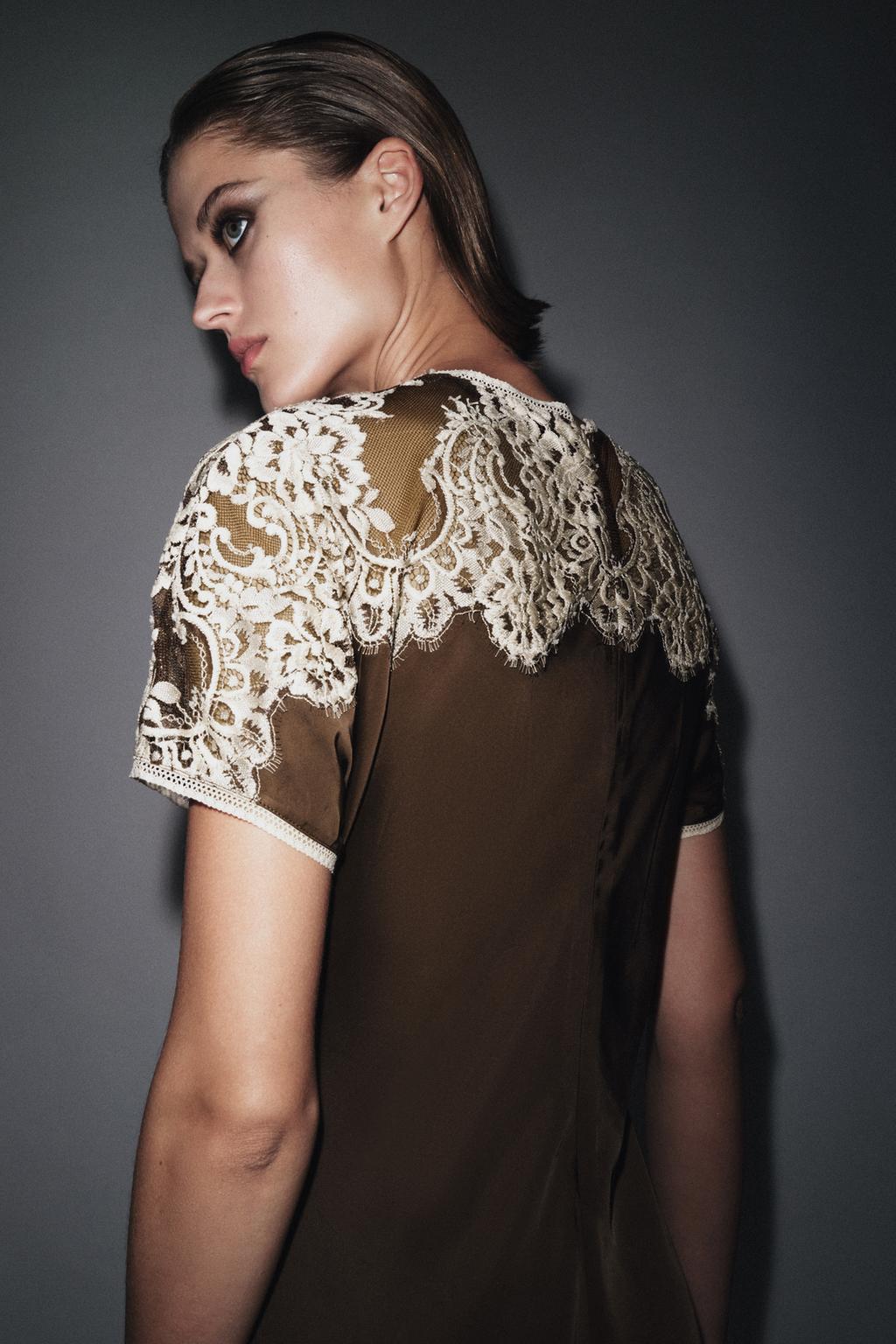 АТЛАСНОЕ ПЛАТЬЕ С КРУЖЕВОМ ZW COLLECTION LIMITED EDITION