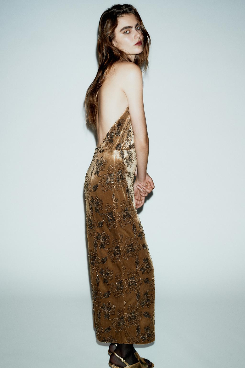 БАРХАТНОЕ ПЛАТЬЕ МИДИ С ПАЙЕТКАМИ