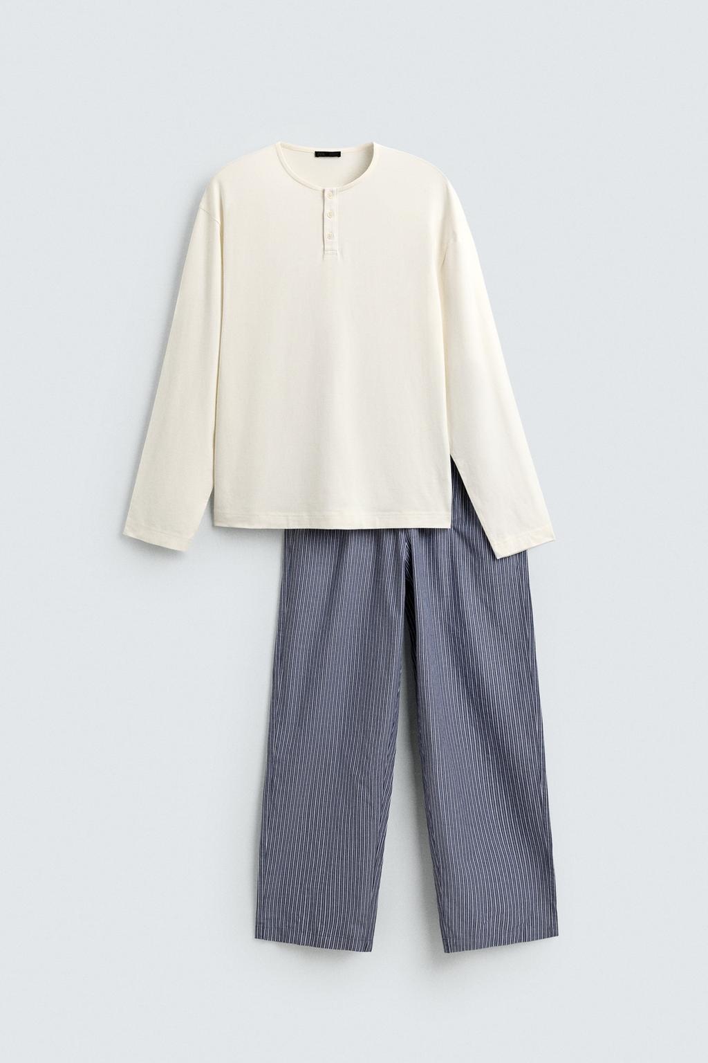 КОНТРАСТНАЯ ПИЖАМА ИЗ СТРУЯЩЕЙСЯ ТКАНИ