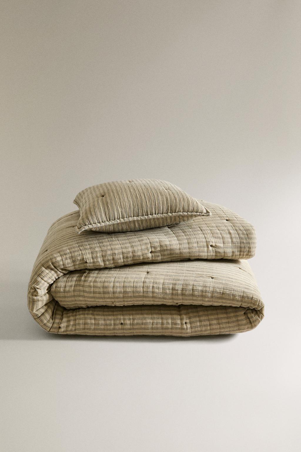 Детское хлопковое одеяло с тонкими полосками