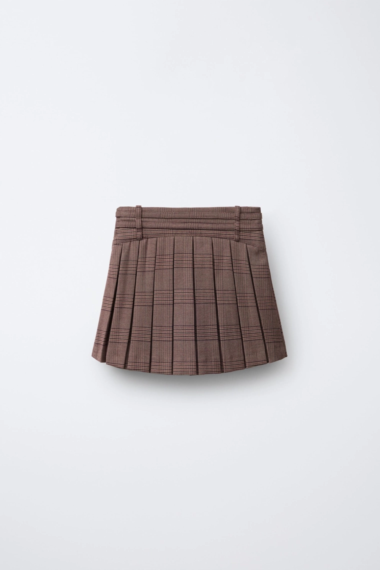 ЮБКА-ШОРТЫ В КЛЕТКУ С ДВОЙНЫМ ПОЯСОМ