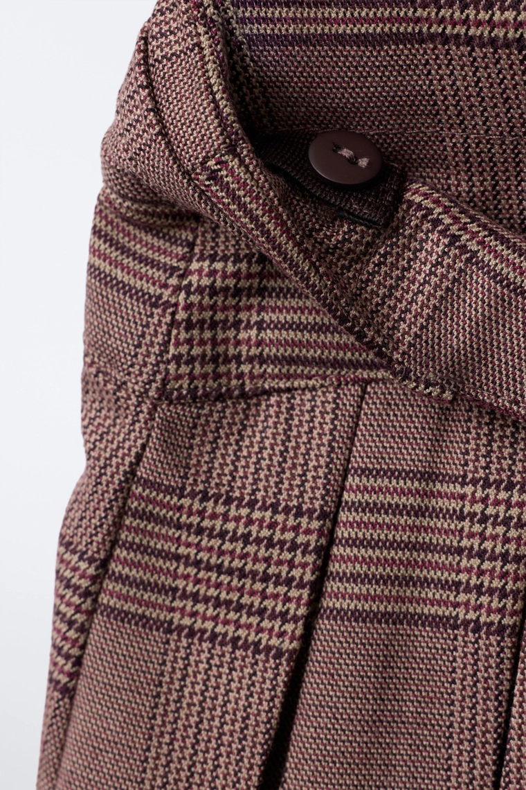 ЮБКА-ШОРТЫ В КЛЕТКУ С ДВОЙНЫМ ПОЯСОМ