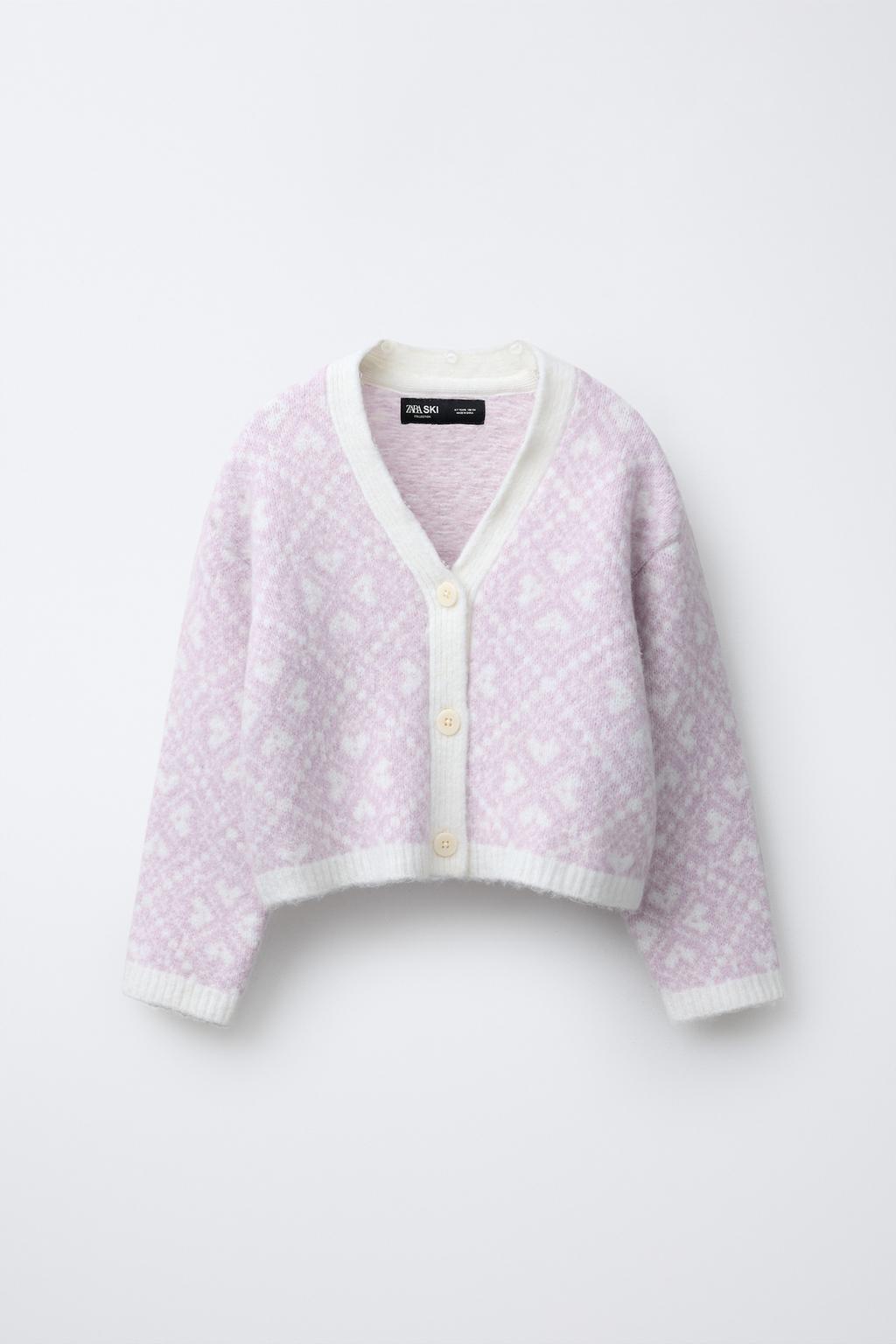 JACQUARD KNIT CARDIGAN WITH REMOVABLE FAUX FUR COLLAR - SKI COLLECTION
