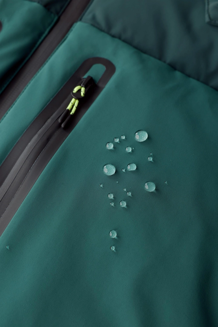 Пуховик с капюшоном и съемной подкладкой из пуха, водонепроницаемый и ветрозащитный, коллекция для катания на лыжах recco® system в стиле колор-блок