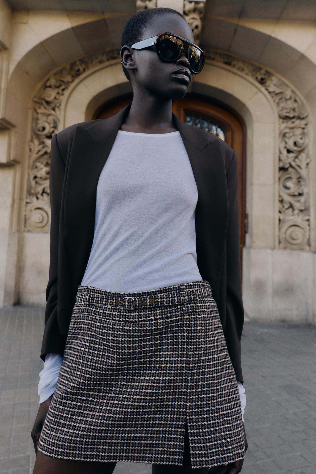 ЮБКА-ШОРТЫ «ГУСИНАЯ ЛАПКА» С РЕМНЕМ