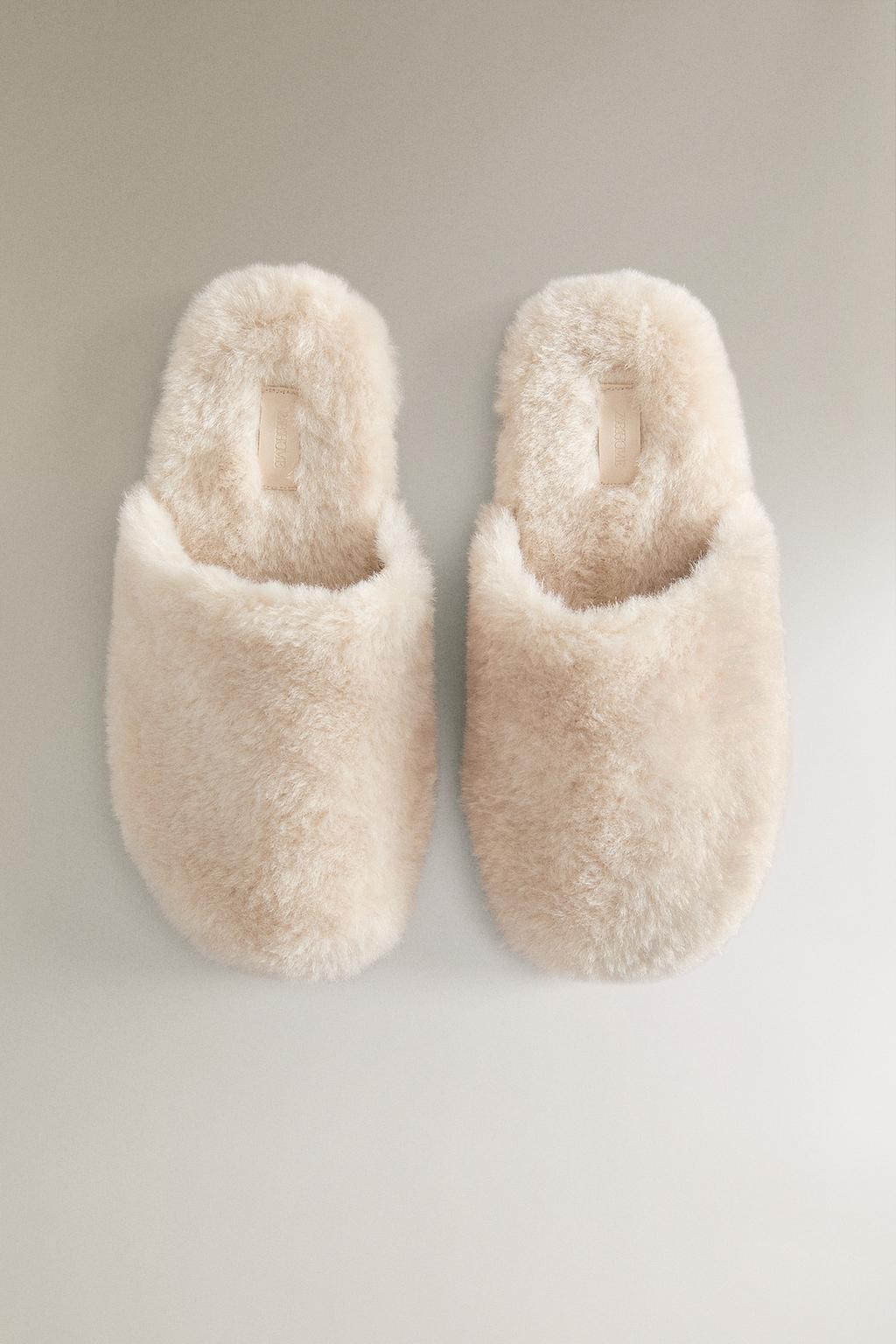 Тапочки-слиперы с искусственным мехом