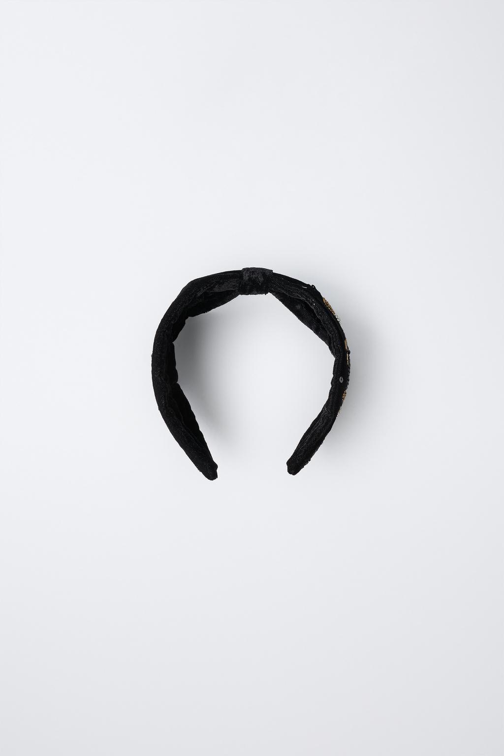 Ободок из бархата с бисерным апплике