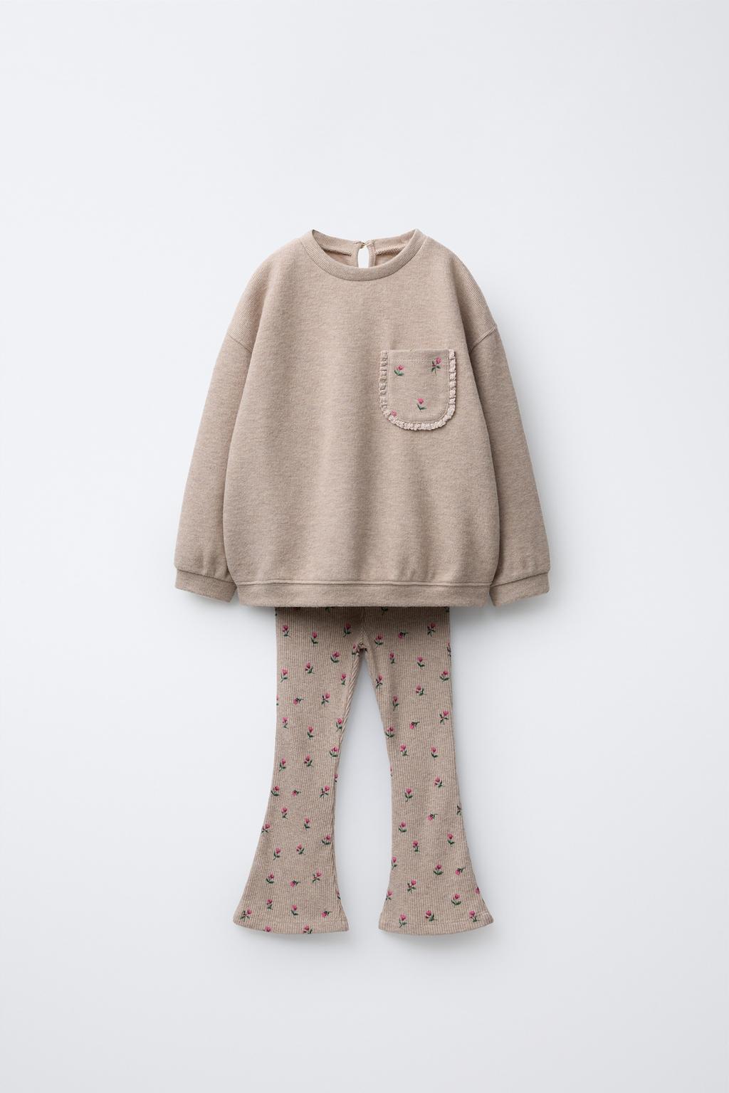 КОМПЛЕКТ ИЗ ФУТБОЛКИ И РАСКЛЕШЕННЫХ ЛЕГИНСОВ ИЗ МЯГКОЙ ТКАНИ