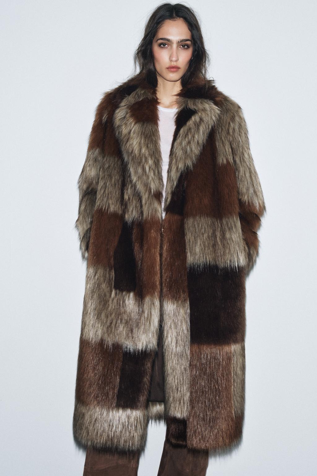ПАЛЬТО ИЗ ИСКУССТВЕННОГО МЕХА В СТИЛЕ ПЭЧВОРК — ZW COLLECTION LIMITED EDITION
