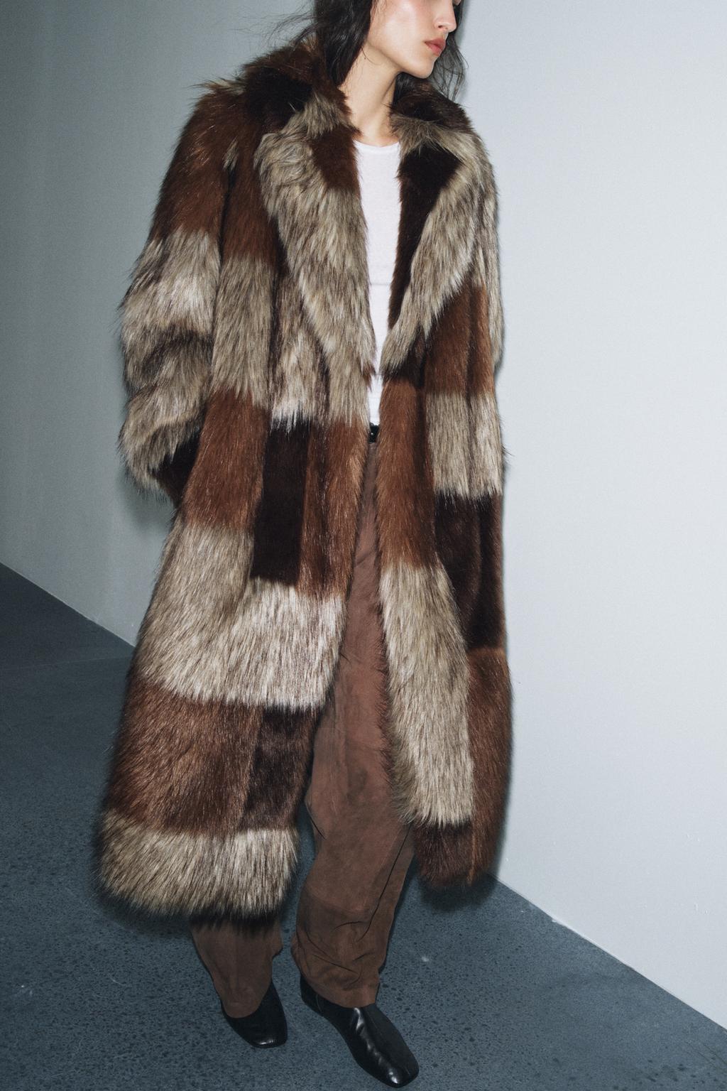 ПАЛЬТО ИЗ ИСКУССТВЕННОГО МЕХА В СТИЛЕ ПЭЧВОРК — ZW COLLECTION LIMITED EDITION