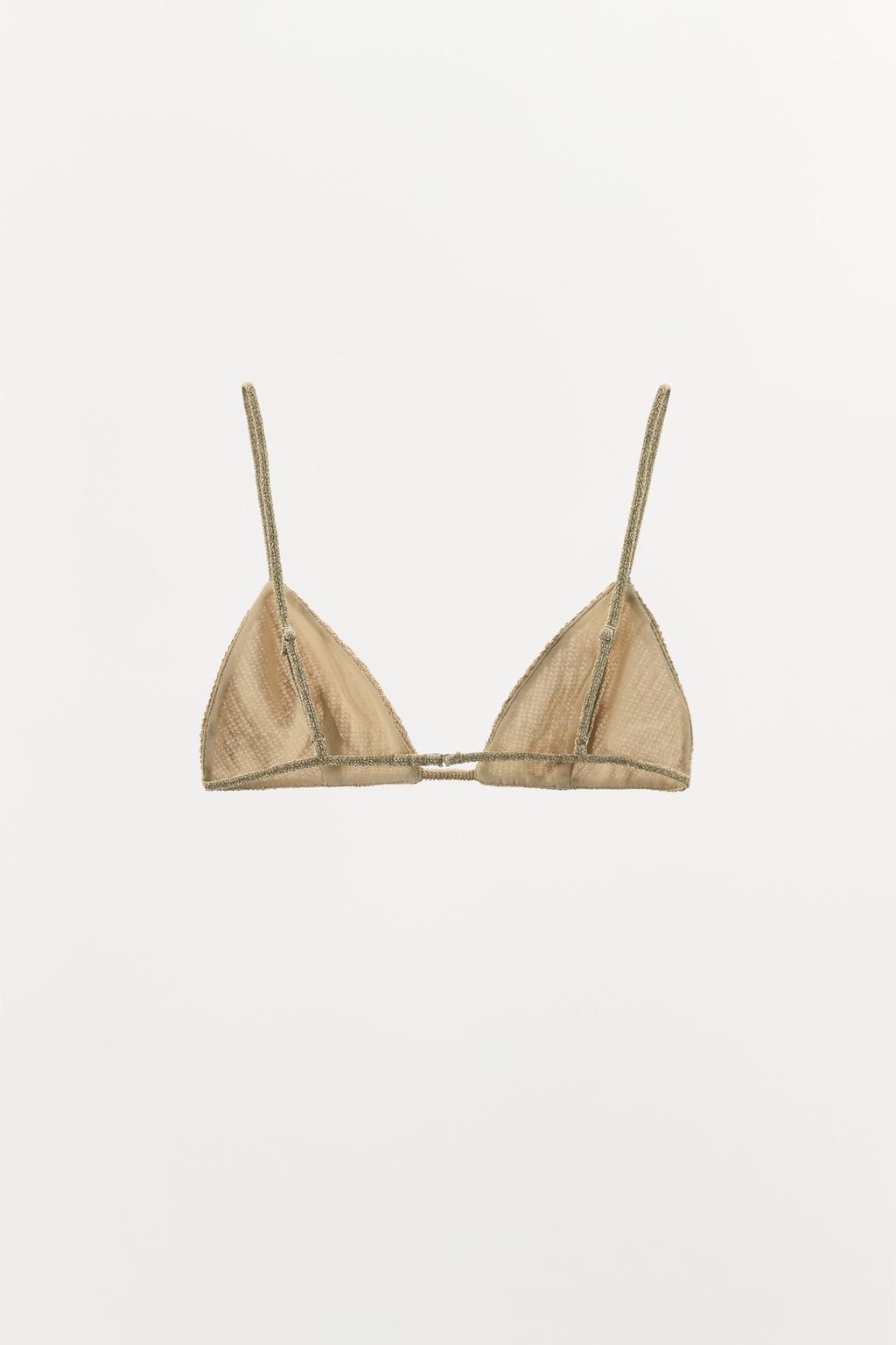 БРАЛЕТТ С ТРЕУГОЛЬНЫМИ ЧАШКАМИ, МЕТАЛЛИЗИРОВАННОЙ НИТЬЮ И ПАЙЕТКАМИ