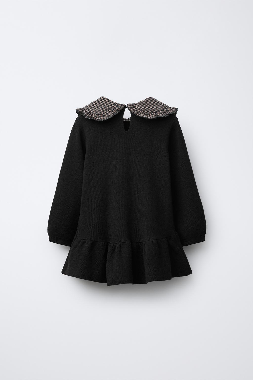 ВЯЗАНОЕ ПЛАТЬЕ С ВОРОТНИКОМ В КЛЕТКУ ВИШИ