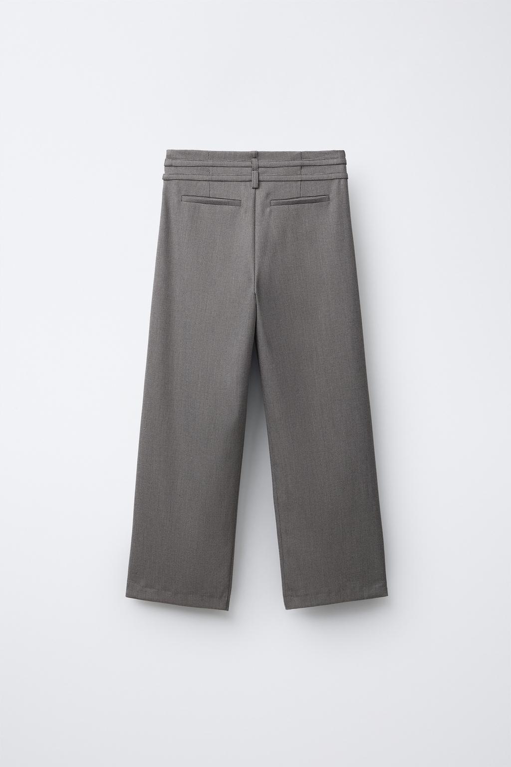 БРЮКИ WIDE LEG «ГУСИНАЯ ЛАПКА» С ДВОЙНЫМ РЕМНЕМ