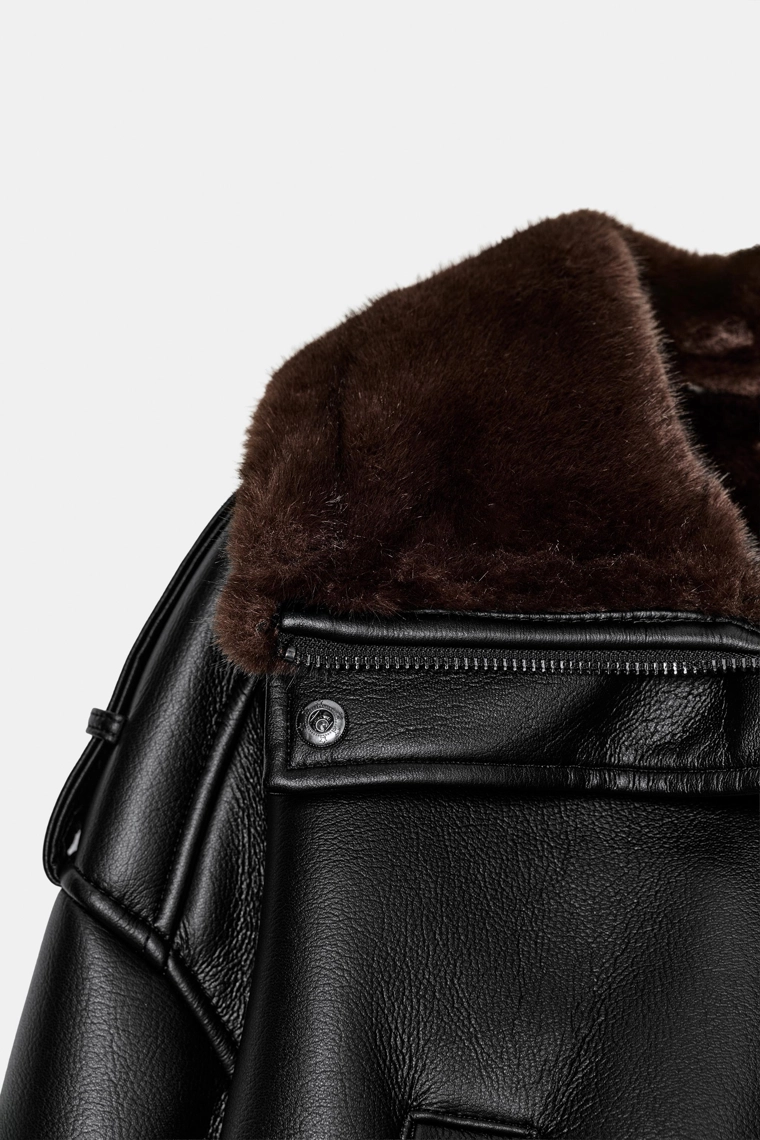 ДУБЛЕНКА-БОМБЕР ИЗ ИСКУССТВЕННОЙ КОЖИ