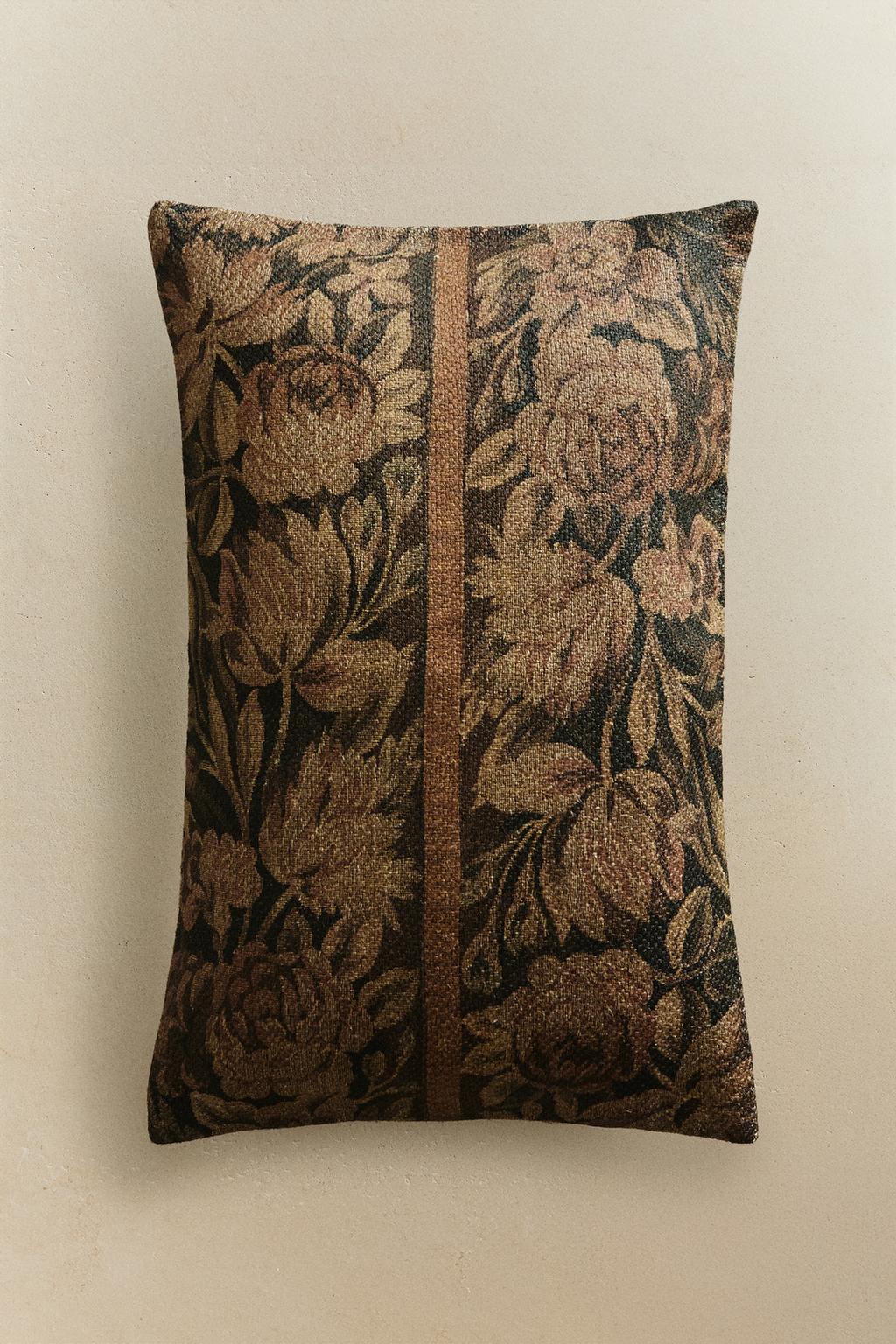 Чехол для подушки из льна с цветочным принтом