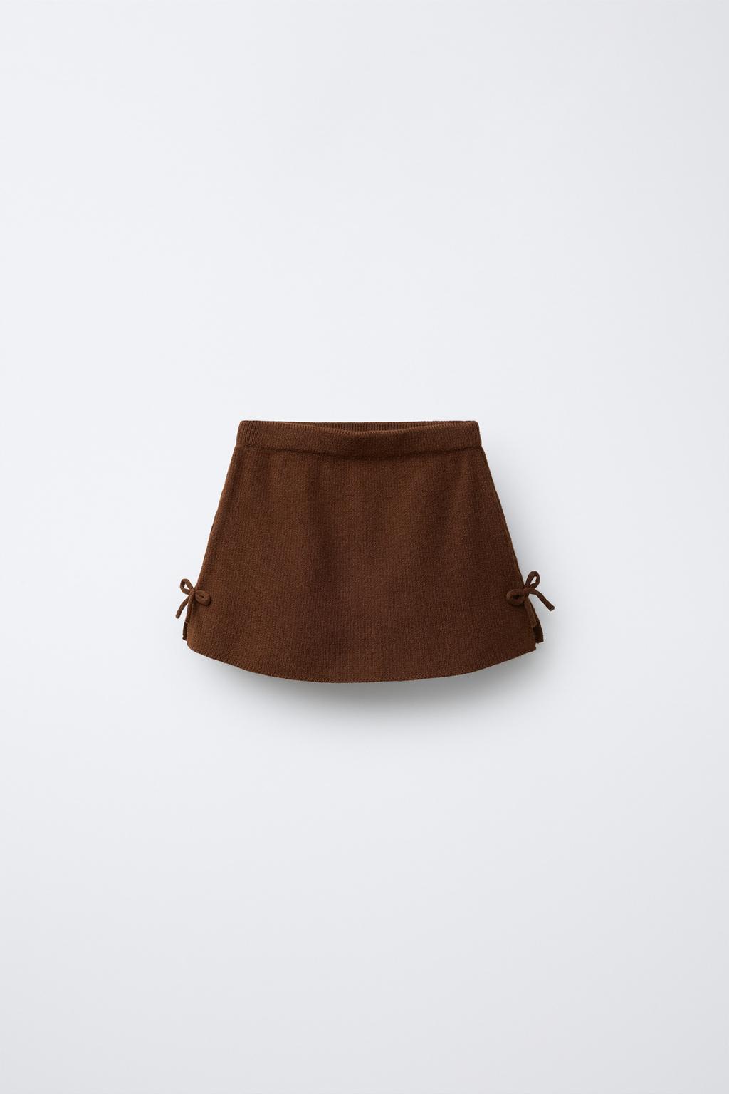 ТРИКОТАЖНАЯ ЮБКА СО СМЕСОВОЙ ШЕРСТЬЮ И БАНТАМИ