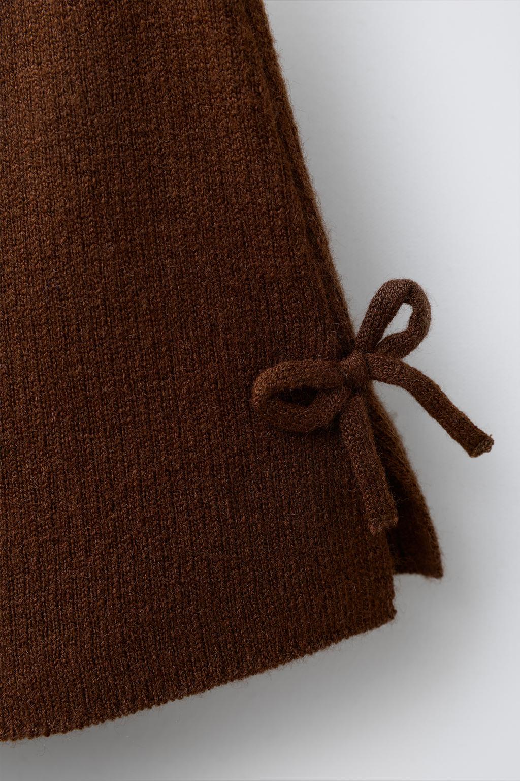 ТРИКОТАЖНАЯ ЮБКА СО СМЕСОВОЙ ШЕРСТЬЮ И БАНТАМИ