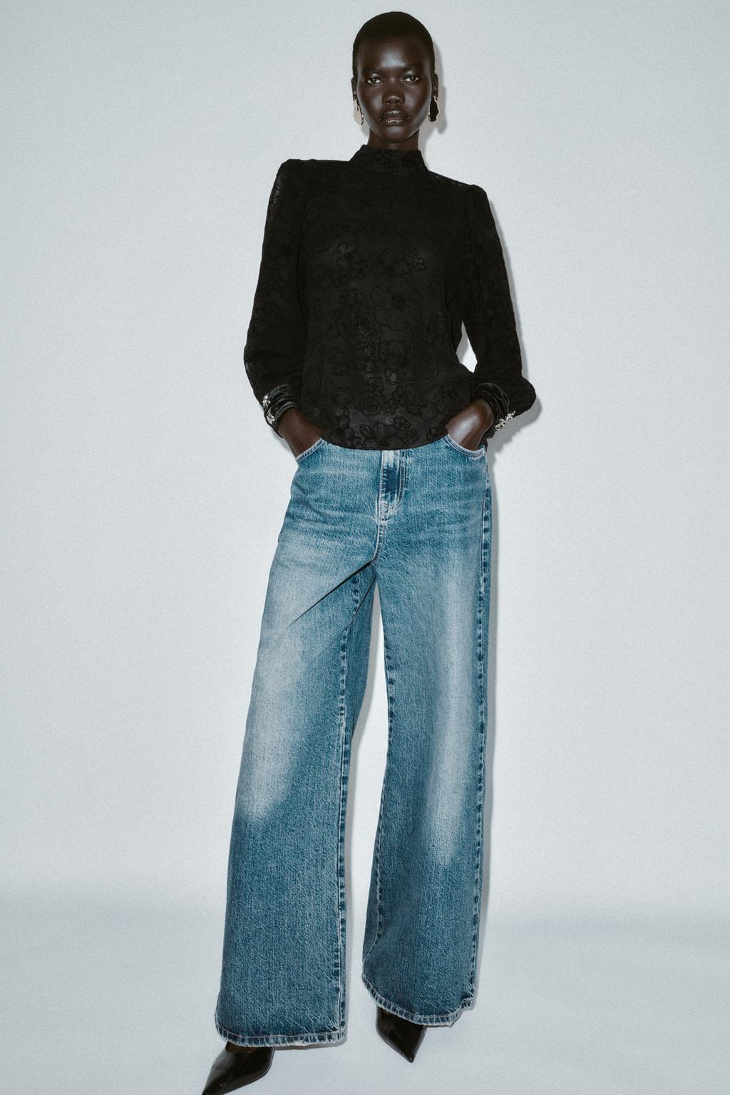 БЛУЗА ИЗ ПОЛУПРОЗРАЧНОЙ ТКАНИ С БАНТОМ И БАРХАТОМ