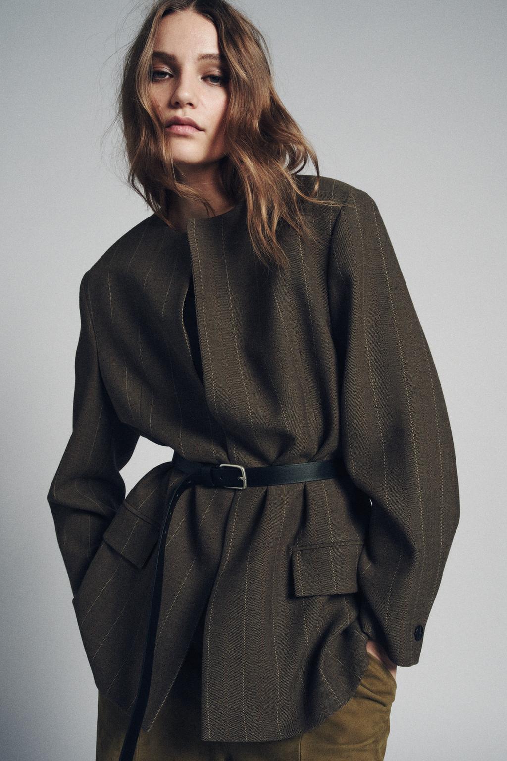 БЛЕЙЗЕР В ПОЛОСКУ С ПОЯСОМ — ZW COLLECTION