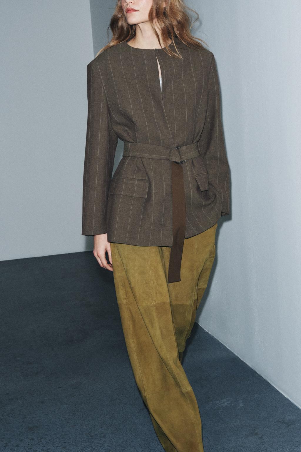 БЛЕЙЗЕР В ПОЛОСКУ С ПОЯСОМ — ZW COLLECTION