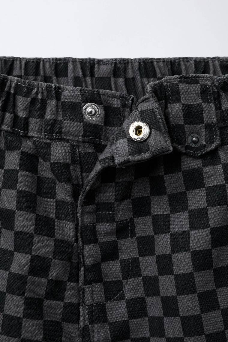 БРЮКИ BARREL ИЗ САРЖИ В ШАХМАТНУЮ КЛЕТКУ