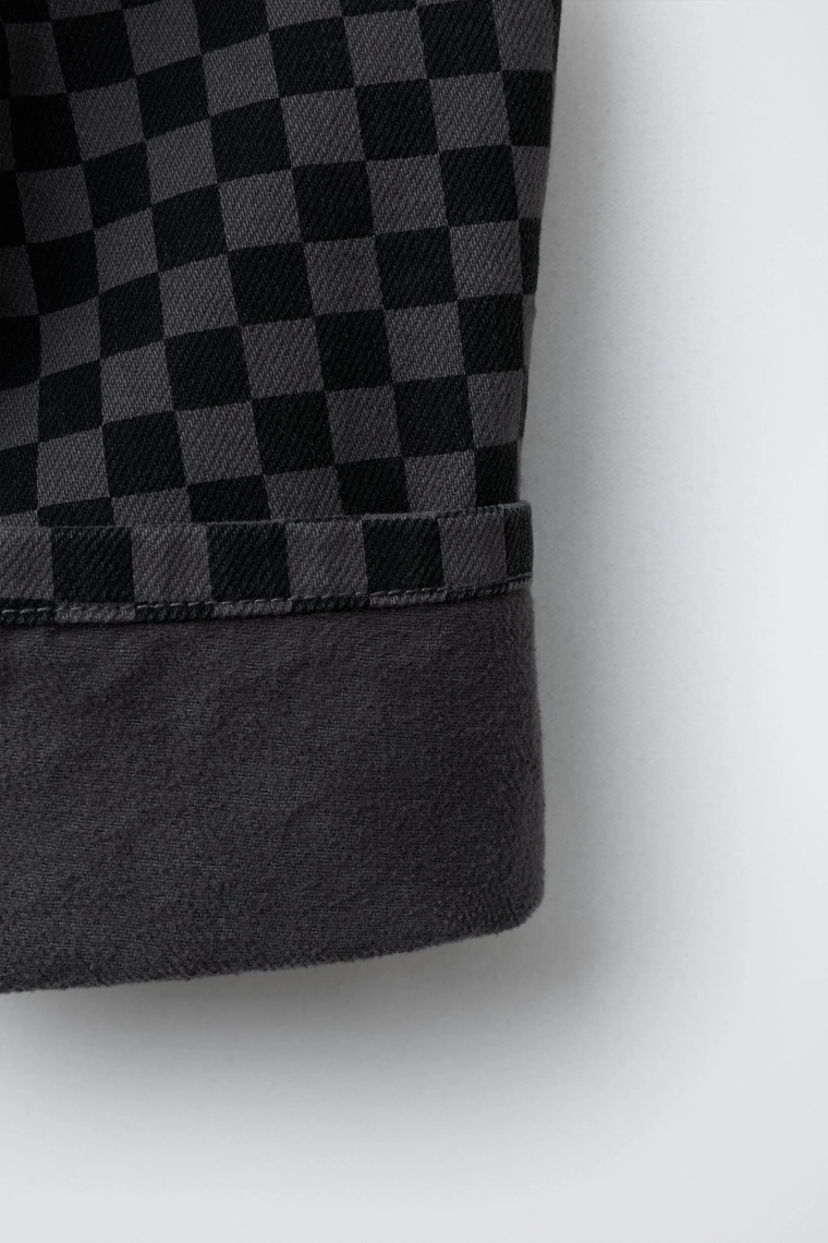 БРЮКИ BARREL ИЗ САРЖИ В ШАХМАТНУЮ КЛЕТКУ