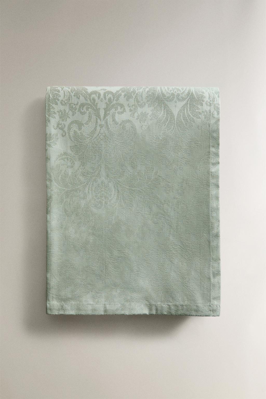 Хлопковый скатерть с жаккардовыми цветочными мотивами и смолистым покрытием