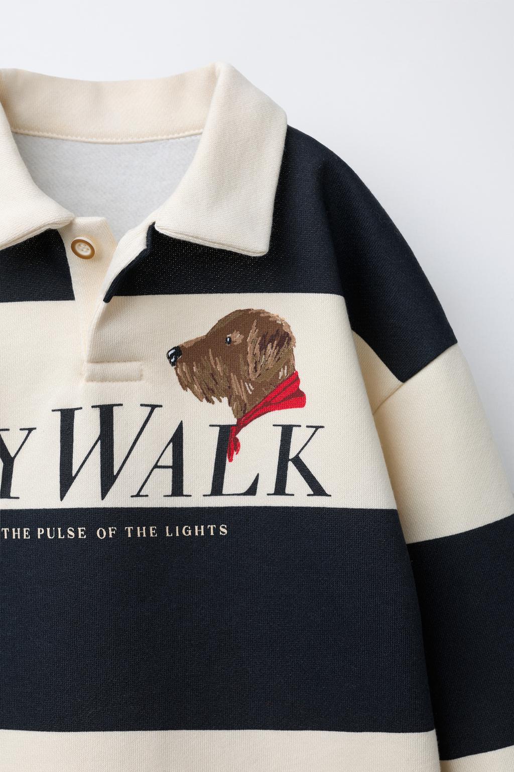 ПОЛО В ПОЛОСКУ С ПРИНТОМ «СОБАКА»