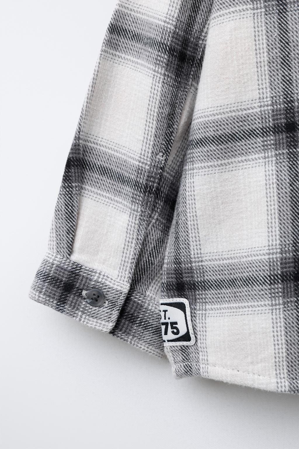 РУБАШКА В КЛЕТКУ С КАПЮШОНОМ ИЗ ФЛИСА