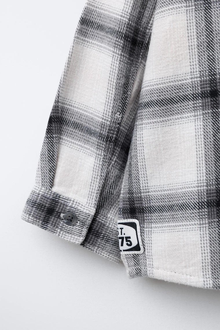 РУБАШКА В КЛЕТКУ С КАПЮШОНОМ ИЗ ФЛИСА