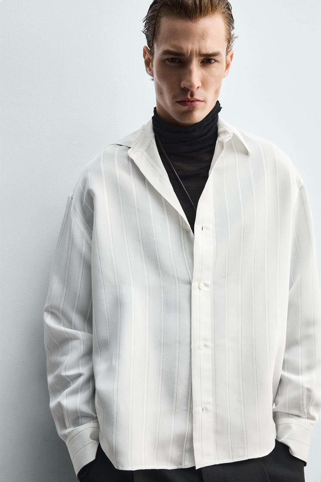 РУБАШКА СТРУЯЩЕГОСЯ ПОКРОЯ В ПОЛОСКУ