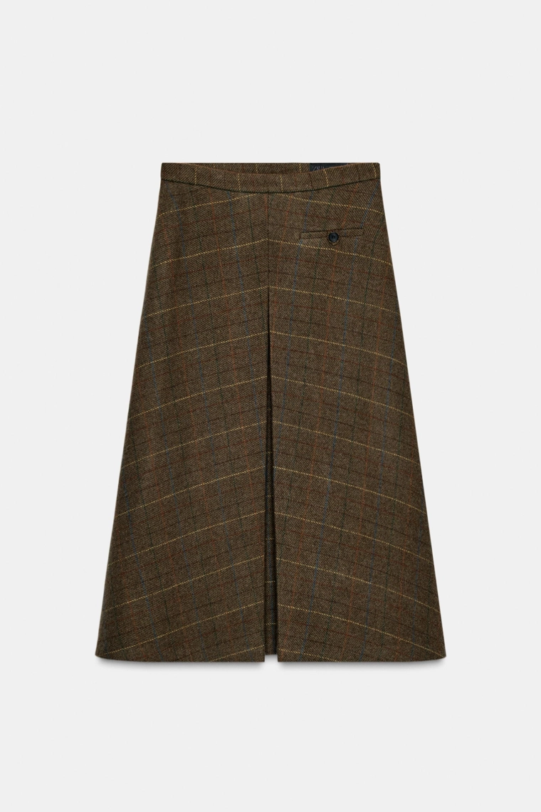 ЮБКА В КЛЕТКУ ИЗ ШЕРСТИ — ZW COLLECTION