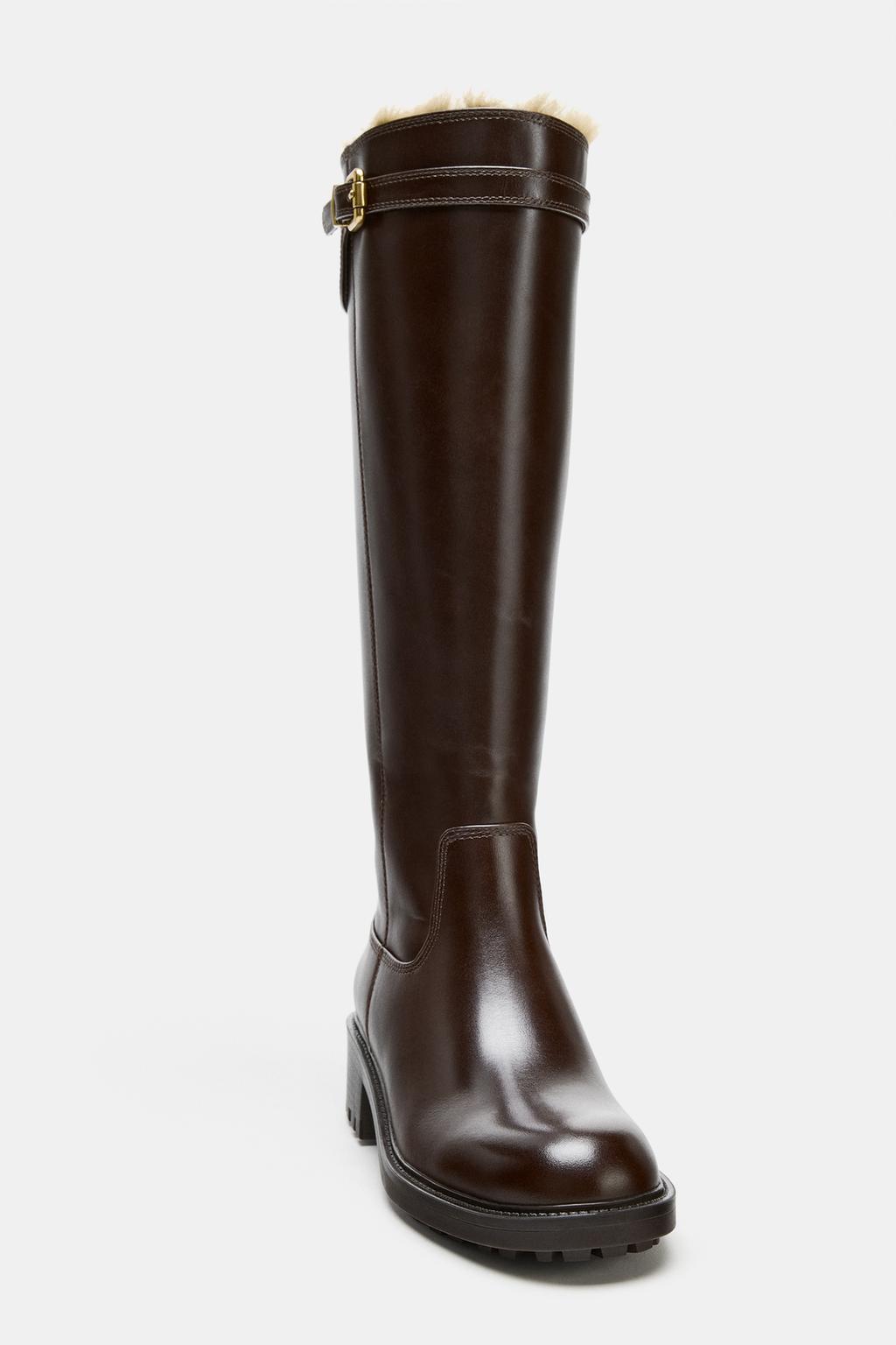 КОЖАНЫЕ САПОГИ С ПРЯЖКОЙ И ВОДООТТАЛКИВАЮЩИМ ПОКРЫТИЕМ