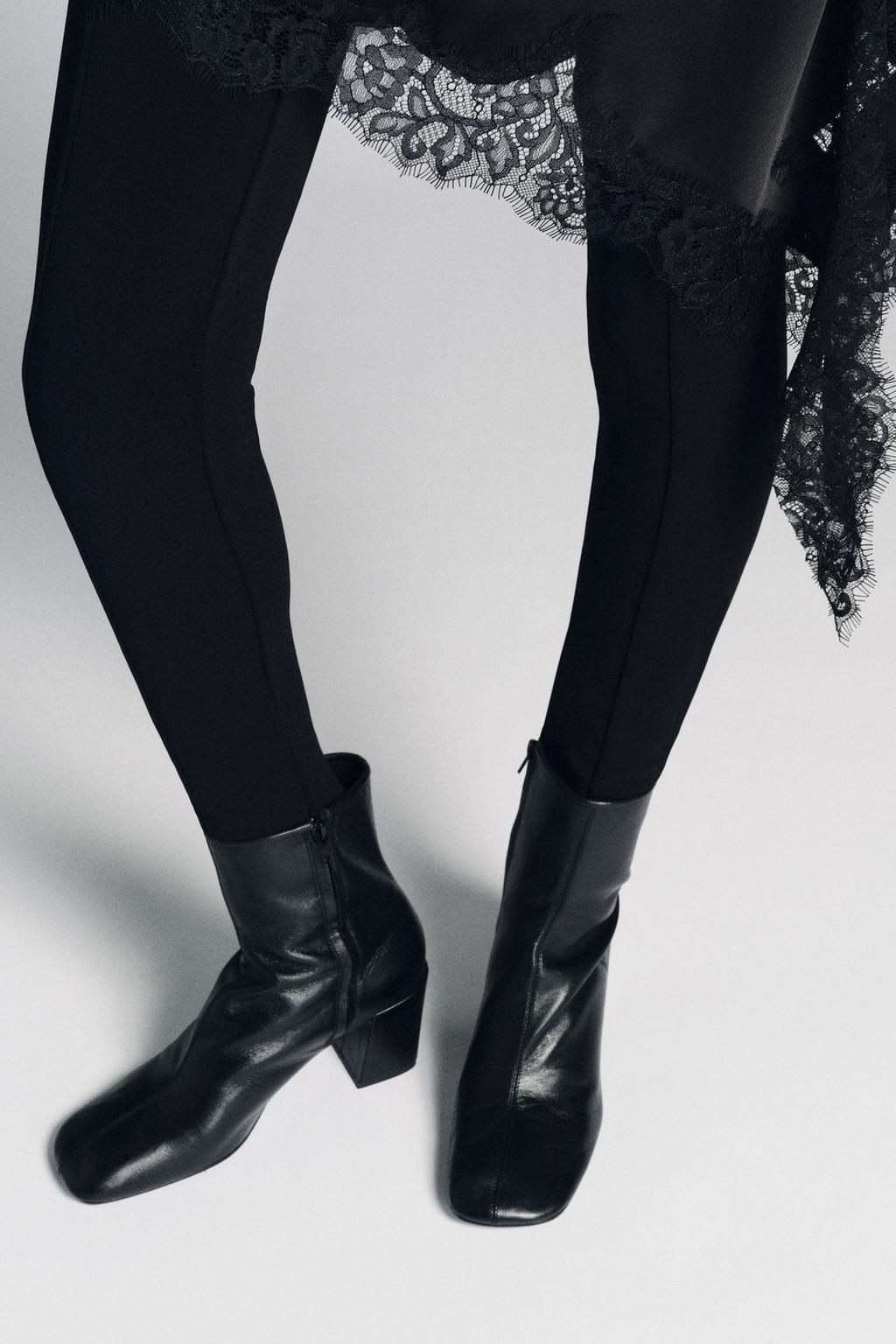 КОЖАНЫЕ БОТИЛЬОНЫ НА ШИРОКОМ КАБЛУКЕ