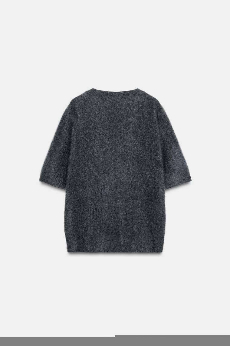 СВИТЕР ОВЕРСАЙЗ ИЗ 100% ШЕРСТИ С КОРОТКИМИ РУКАВАМИ