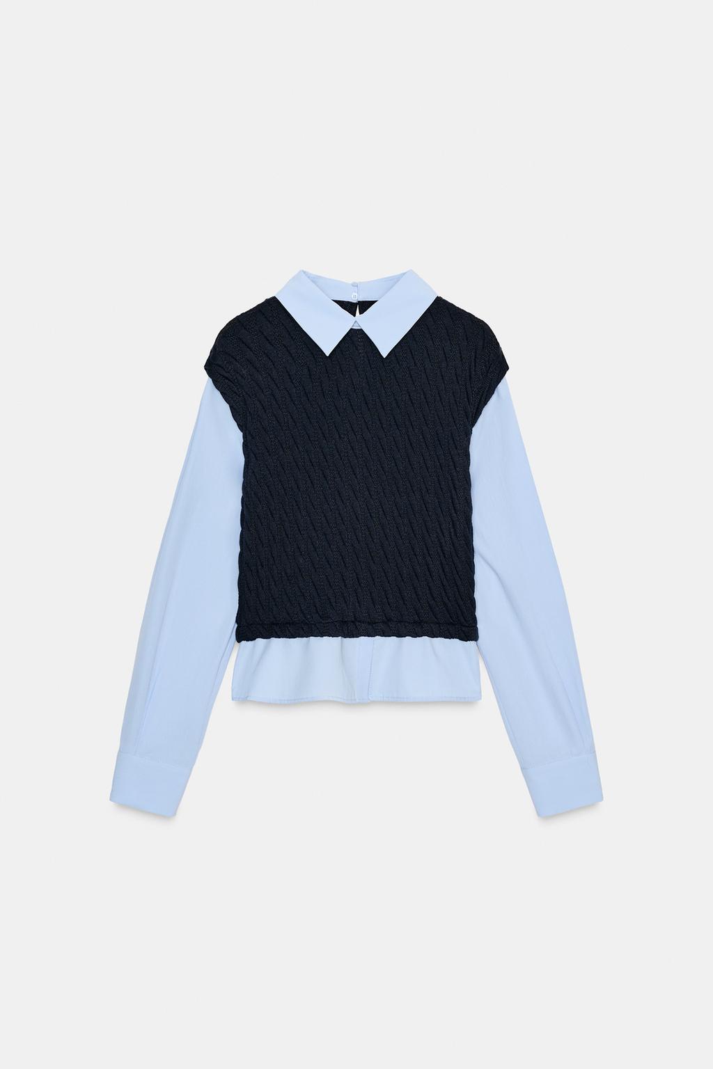 КОМБИНИРОВАННАЯ РУБАШКА ИЗ ПОПЛИНА