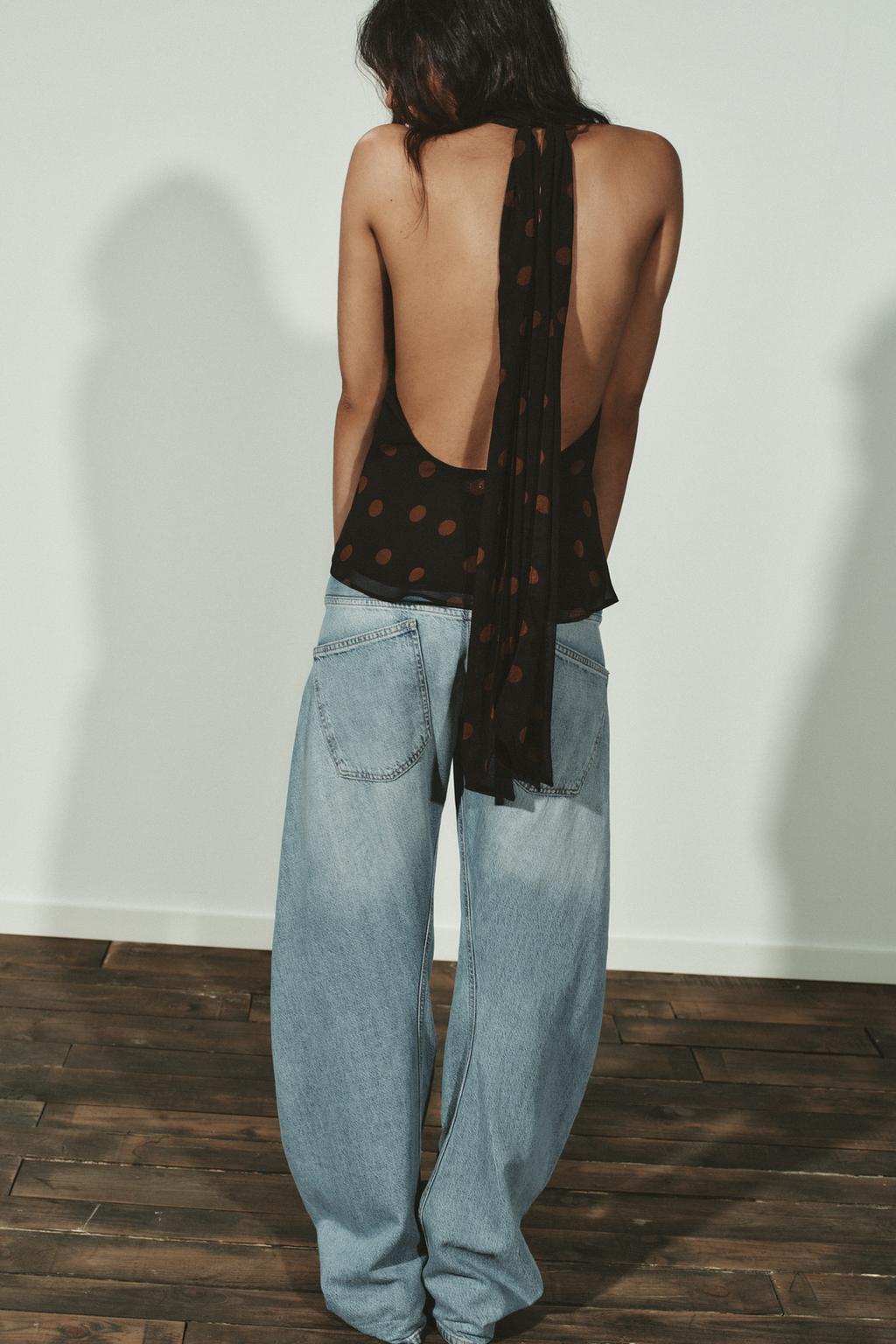 ТОП ИЗ ЖОРЖЕТА С ГОРЛОВИНОЙ ХАЛТЕР В ГОРОШЕК