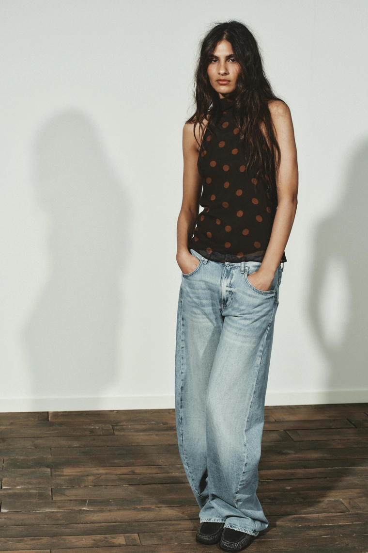 ТОП ИЗ ЖОРЖЕТА С ГОРЛОВИНОЙ ХАЛТЕР В ГОРОШЕК