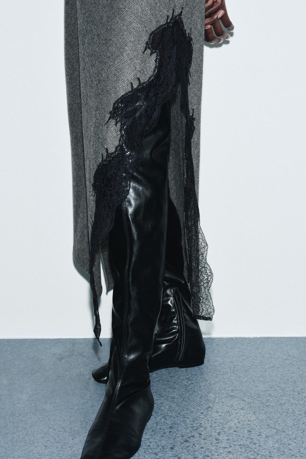 ПЛАТЬЕ ИЗ СМЕСОВОЙ ШЕРСТИ С КРУЖЕВОМ — ZW COLLECTION LIMITED EDITION