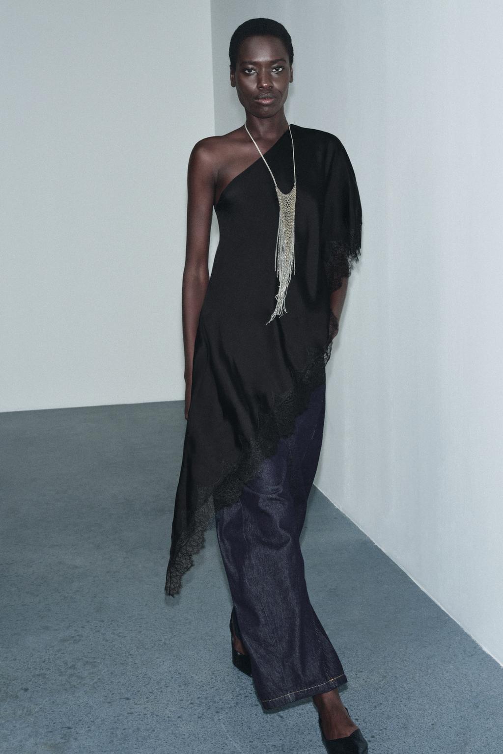 АСИММЕТРИЧНЫЙ ТОП С КРУЖЕВОМ — ZW COLLECTION