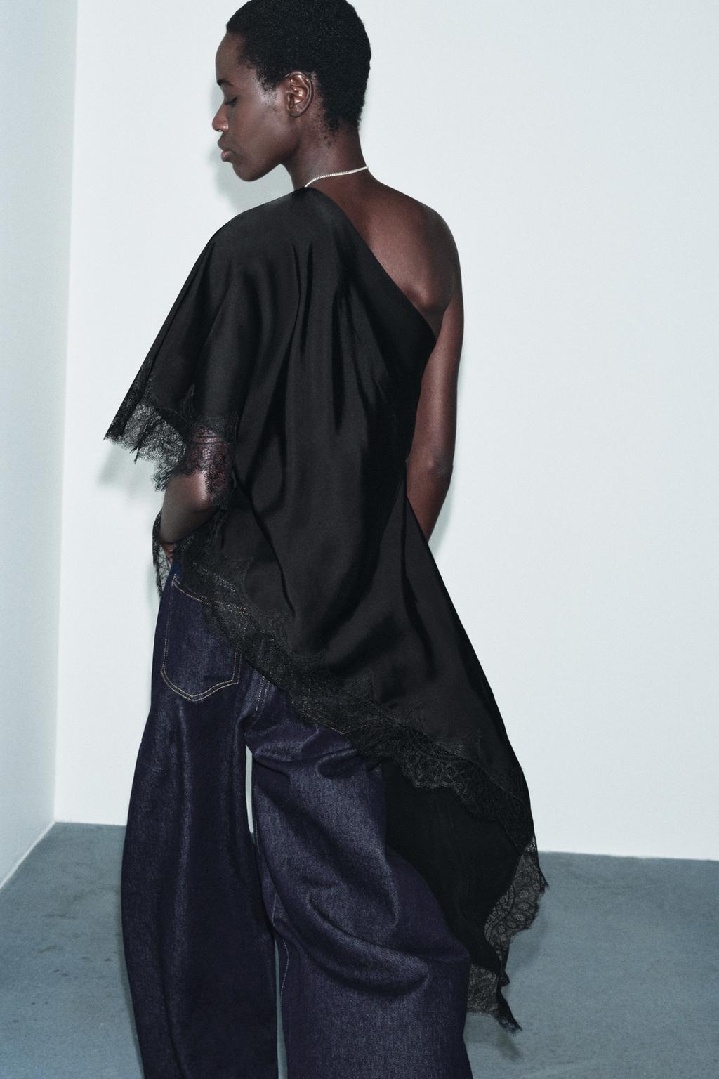 АСИММЕТРИЧНЫЙ ТОП С КРУЖЕВОМ — ZW COLLECTION