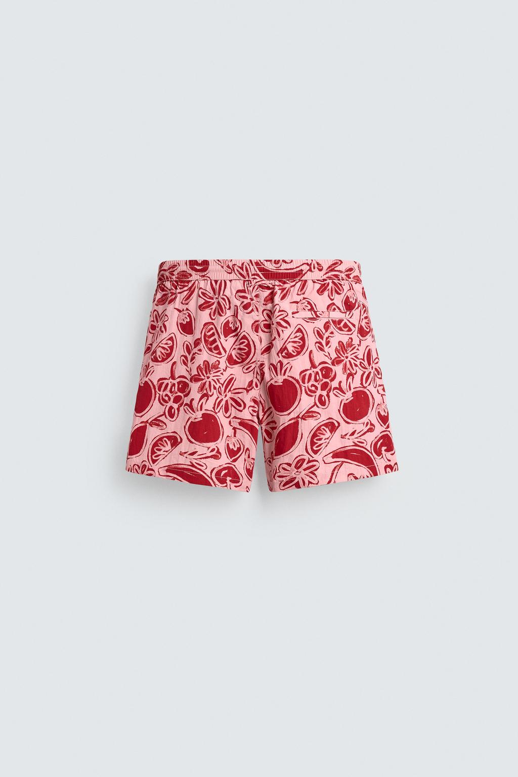 Плавательные трусы средней длины с фруктовым принтом