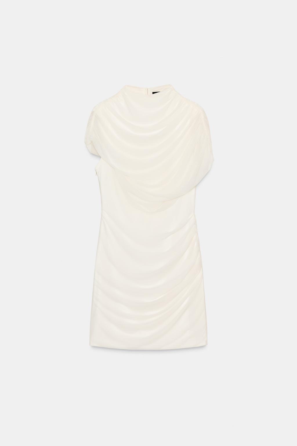 КОРОТКОЕ ПЛАТЬЕ С КОМБИНИРОВАННОЙ НАКИДКОЙ