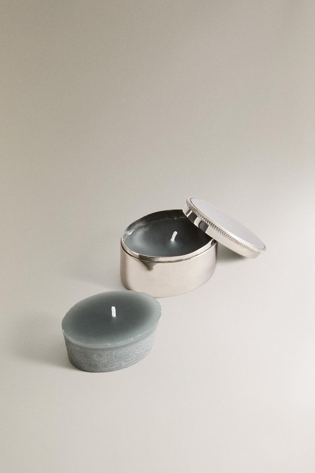 (85 г) набор ароматических свечей basilicum в цилиндрическом серебряном ёмкости