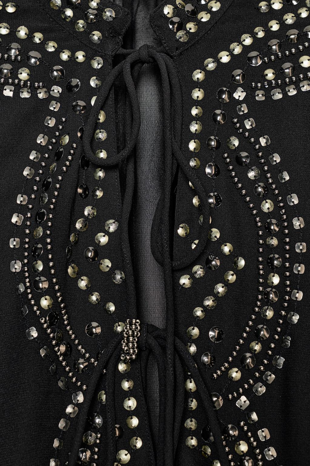 БЛУЗА ИЗ ПОЛУПРОЗРАЧНОЙ ТКАНИ С БУСИНАМИ