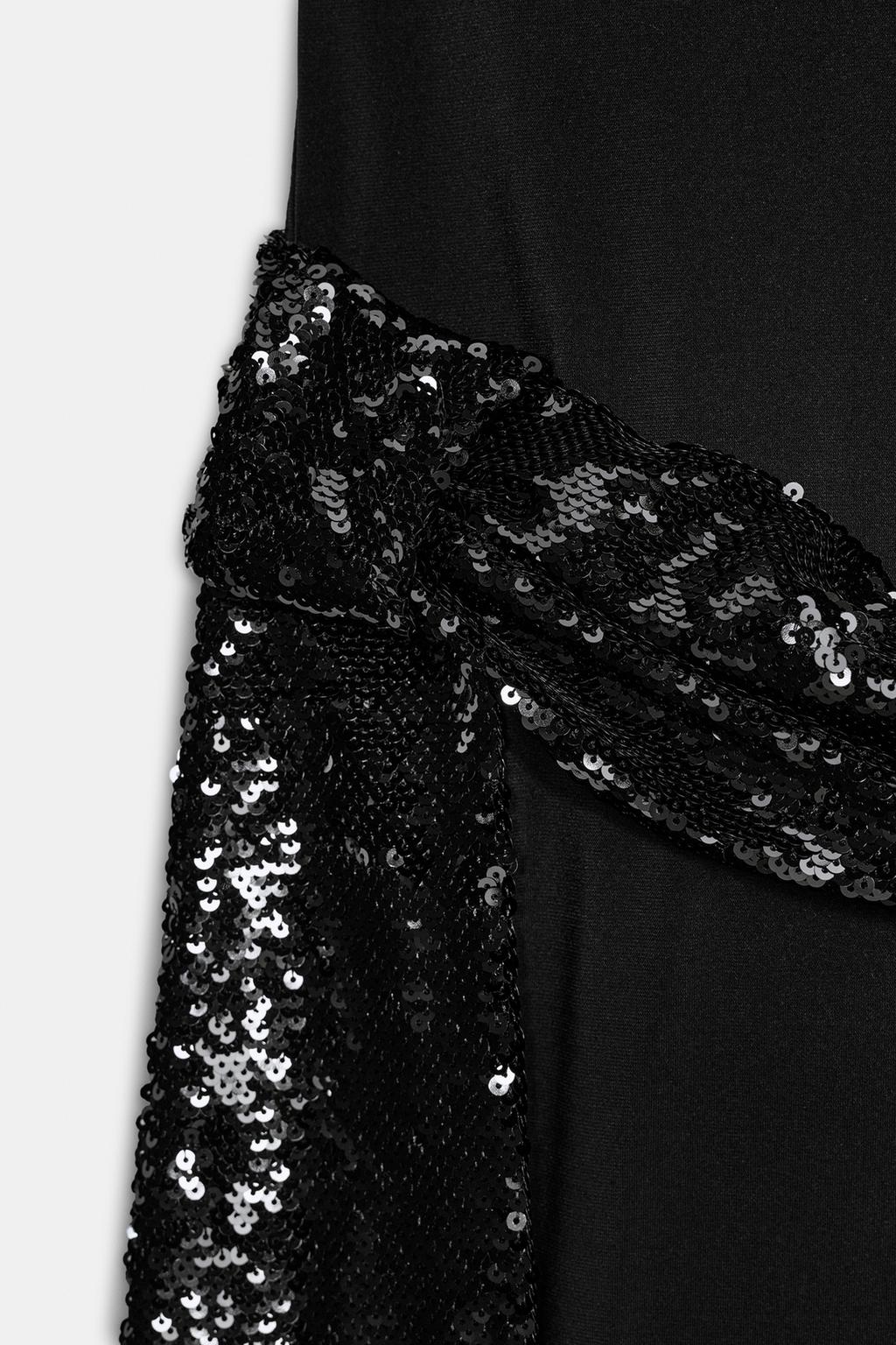 ПЛАТЬЕ МИДИ С ПАЙЕТКАМИ И ПОЯСОМ-КУШАКОМ