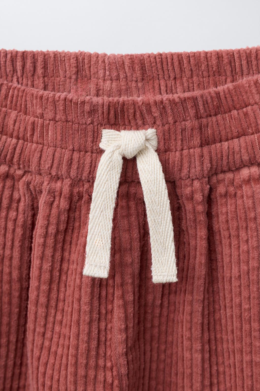 БРЮКИ ИЗ ВЕЛЬВЕТА С КОНТРАСТНЫМ КРУЖЕВОМ