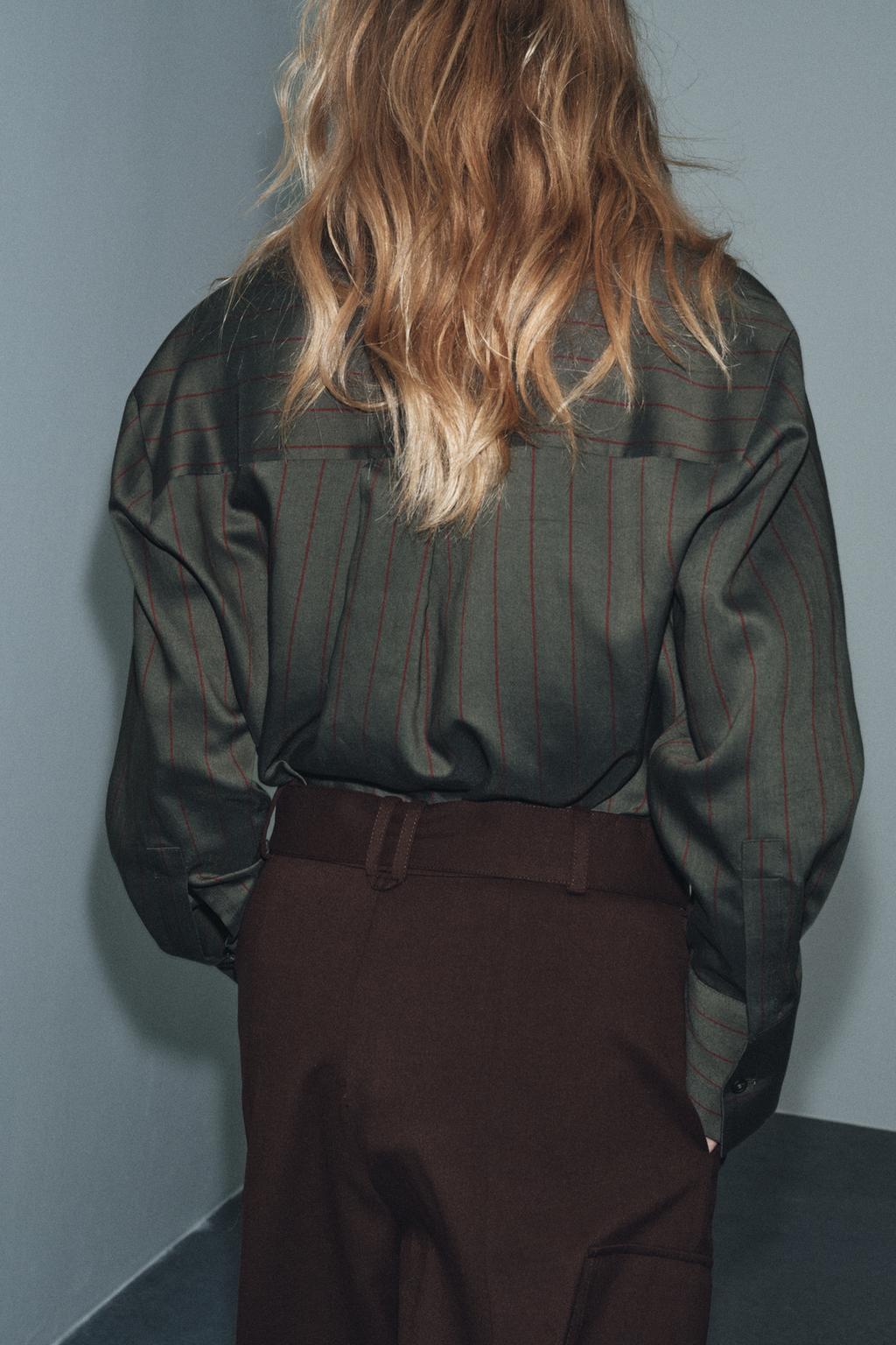 РУБАШКА В ПОЛОСКУ С ВОРОТНИКОМ-СТОЙКОЙ — ZW COLLECTION