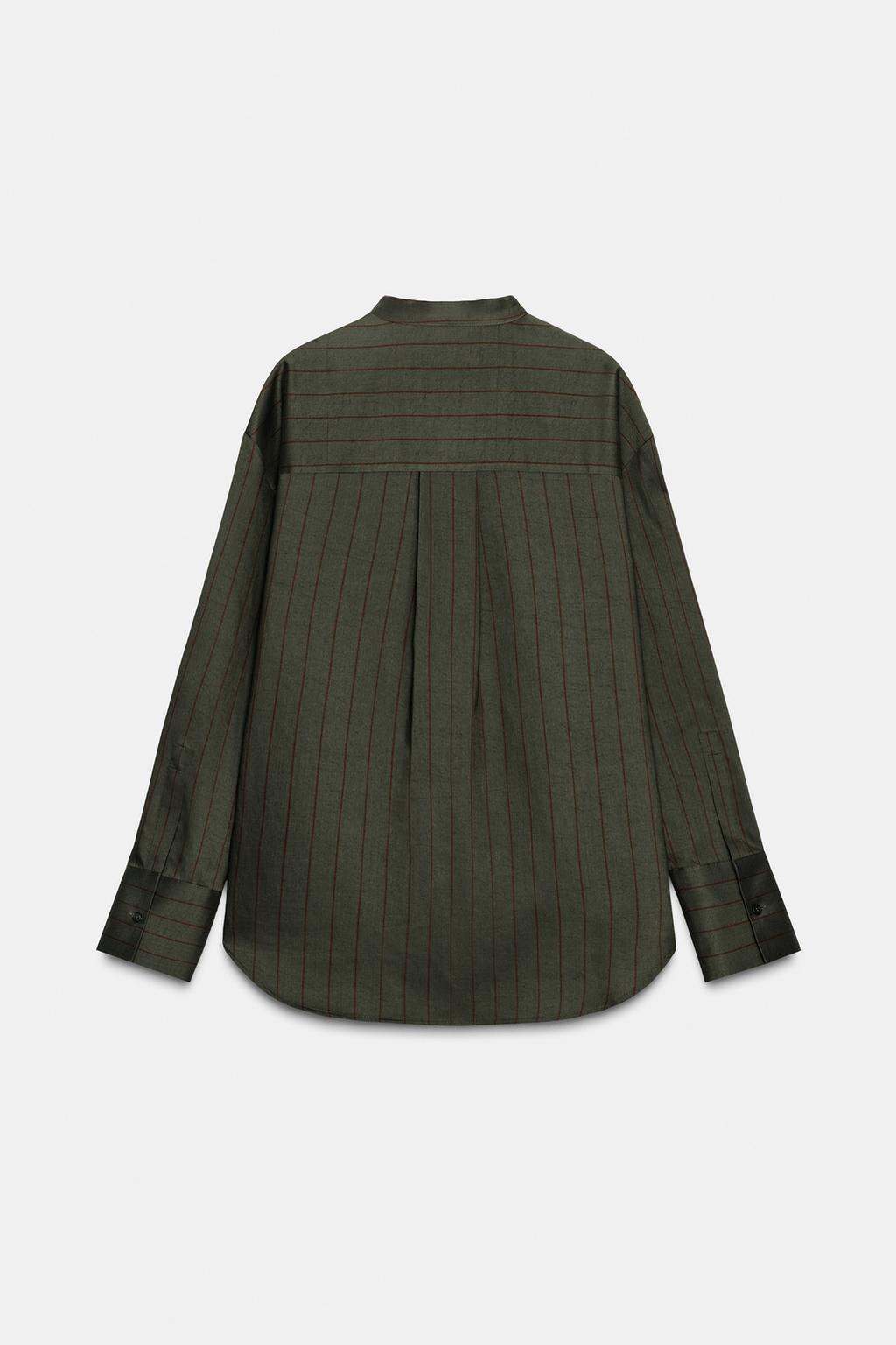 РУБАШКА В ПОЛОСКУ С ВОРОТНИКОМ-СТОЙКОЙ — ZW COLLECTION