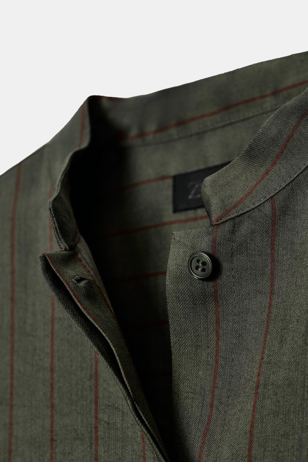 РУБАШКА В ПОЛОСКУ С ВОРОТНИКОМ-СТОЙКОЙ — ZW COLLECTION